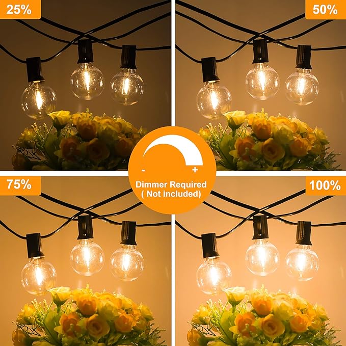 Bosceos 150FT Outdoor G40 LED Globe String Lights Dimmable Waterproof Shatterproof Light Strings with 75 Bulbs Connectable Commercial Hanging Lights for Christmas Patio House Backyard Balcony Party