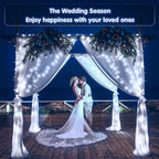 JMEXSUSS 2 Pack White Battery Operated Christmas String Lights, Each 33ft 100 LED Wedding Lights Outdoor Indoor, with 8 Modes Remote Waterproof