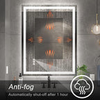 30x36 Inch Led Mirror for Bathroom with Front Light and Backlit, Dimmable Anti Fog Wall Bathroom Mirror with Led Lights, Water Proof, Decor Vanity Mirror
