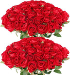 60 Pcs Artificial Roses Bulk Velvet Silk Roses Red Rose Flowers for Wedding Centerpieces Bridal Bouquet Mohter's Day Valentine's Day Christmas Home Decor (60, Red)