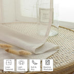 Aiyufeng Faux Linen Sheer Curtains 45 Inch Length 2 Panels, Short Linen Curtains for Kitchen, Small Window Curtains Window Treatment Privacy with Light Filtering for Cafe/Bathroom, Each 30Wx45L Inch