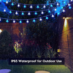Minetom Blue and White Star String Lights Plug in - 33 ft 100 LED Star Fairy String Lights with Remote and Timer, 8 Modes Waterproof for Tent Loft Bed Backyard Patio Balcony Staircase
