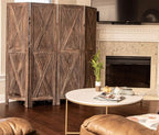 Premium Home 6-Panel Room Divider – Rustic Brown Barn Door, X Pattern Folding Privacy Screen, Partition Wall