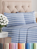 Twin XL 4 Piece Sheet Set - Comfy Breathable & Cooling - Soft Hotel Luxury Bedding Set with 8-16 Inch Deep Pockets - 1 Flat & 1 Fitted Sheet & 2 Pillowcases - Wrinkle Free & Easy Care - Blue Stripes 3