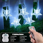 Brightown Star String Lights Battery Operated - 2 Pack 17 ft 50 LED Star Fairy String Lights with Remote and Timer, 8 Modes Waterproof for Bedroom Tent Loft Bed Patio Party Wedding Decor, White