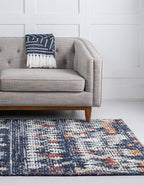 Rugs.com Morocco Collection Rug – 2' x 3' Navy Blue High-Pile Rug Perfect for Living Rooms, Large Dining Rooms, Open Floorplans