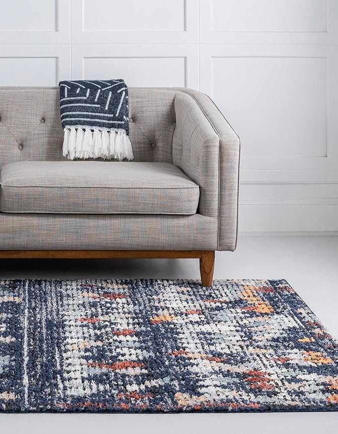 Rugs.com Morocco Collection Rug – 2' x 3' Navy Blue High-Pile Rug Perfect for Living Rooms, Large Dining Rooms, Open Floorplans