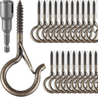 36 PCS Q-Hanger Hooks, Screw Hooks for Outdoor String Lights, Safety Buckle Design Cup Eye Hook for Hanging Christmas Lights, Plants, Mounted on Wall Ceiling, Include 1 Wing Nut Driver, Copper