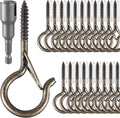 96 PCS Q-Hanger Hooks, Screw Hooks for Outdoor String Lights, Safety Buckle Design Cup Eye Hook for Hanging Christmas Lights, Plants, Mounted on Wall Ceiling, Include 1 Wing Nut Driver, Copper