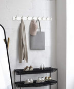 Amazon Basics Wall Mounted Modern Coat Rack with Versatile Storage Hooks, Rectangular, 8-Hook, White