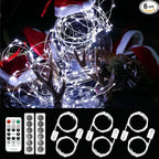 HXWEIYE 6 Pack White Fairy Lights Battery Operated with Remote & Timer, 7ft 20LED Mini String Lights Mason Jar Lights, Waterproof Firefly Starry Lights for DIY Wedding Bedroom Patio Christmas