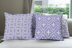 Ambesonne Vintage Throw Pillow Cushion Case Pack of 4, Monochrome Design Grid Trellis Quatrefoil Mesh and Dahlia Flowers Modern Print, Modern Accent Double-Sided Digital Printing, 18", Lavender White
