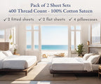 California Design Den 2-Pack Bed Sheets Full Size - 400 Thread Count 100% Cotton Sateen - Extra Soft, Breathable & Cooling Sheets, Wrinkle Resistant, 2 Sets of Deep Pocket Bed Sheets - Antique White