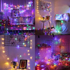 66Ft 200LED Multicolor Christmas Lights Plug in,Connectable Christmas Tree Lights,8 Modes String Lights Indoor Outdoor for Tree Party Bedroom Garden Decor (Clear Wire)