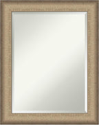 Amanti Art Bronze Bathroom Mirror for Over Sink, 29x23 Elegant Brushed Bronze Rectangle Vanity Mirror, Medium Casual Frame, Hangs Horizonally and Vertically, Bathroom Wall Decor, Beveled Edge