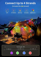 Brightown RGBW Outdoor String Lights, 25FT LED Patio Lights with Remote and Timer, Commercial Grade Waterproof Hanging Lights with 13 Shatterproof Bulbs(1 Spare) for Backyard Porch Garden Party Decor