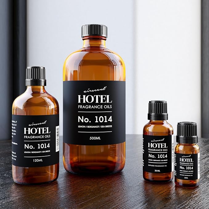 AirScent Hotel Diffuser Oil No. 1014 Inspired by The Iconic 5-Star Hotel Coastal Blend - Lemon Bergamot Sea Breeze - 500 mL Bottle - Fragrance Oil for Ultrasonic and Waterless Diffusers and Crafting
