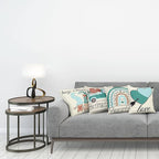 Ambesonne Romantic Throw Pillow Cushion Case Pack of 4, Love Hearts Arrow You and Me Be My Valentine Hugs Kisses Lettering, Modern Accent Double-Sided Digital Printing, 18", Teal Ivory Pale Eggshell