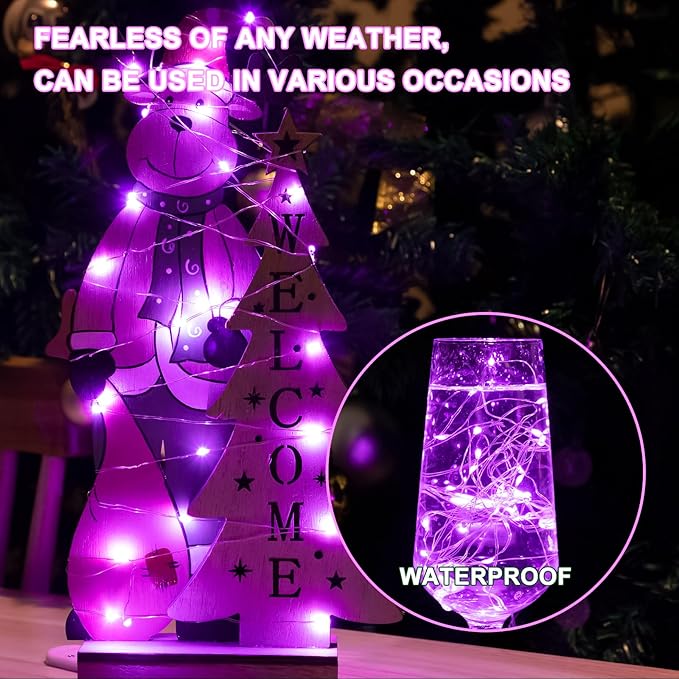 6PCS Fairy Lights Battery Powered with Remote, 7ft 20LEDs Pink Twinkle Mini Lights with Timer, Waterproof Small Silver Wire Firefly Starry for DIY Wedding Party Christmas