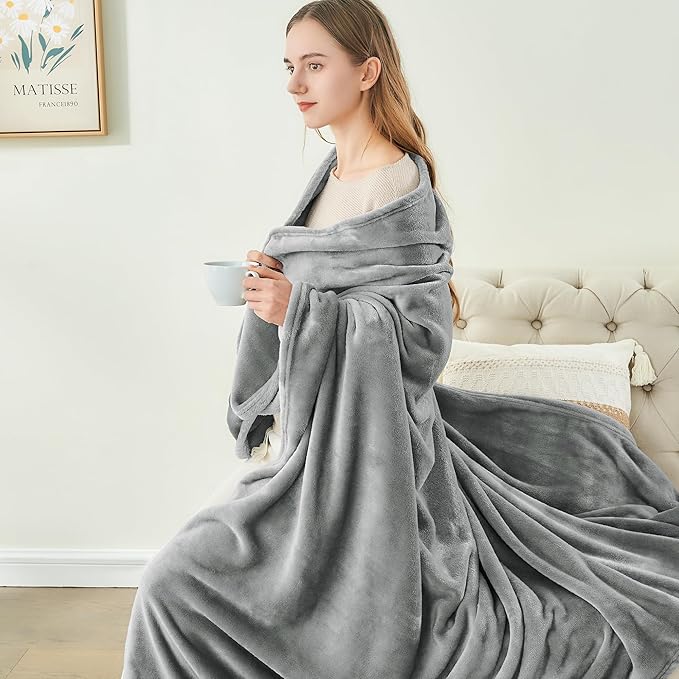 BEDELITE Fleece Blanket Grey Throw Blanket for Couch & Bed, Luxury Plush Cozy Fuzzy Blanket 50" x 60", Super Soft Warm Lightweight Throw Blanket for Travel Camping