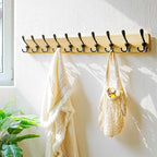 Dseap Coat Rack Wall - Heavy-Duty 38-1/4" Long, with Reinforced 10 Custom Tri-Hooks, Solid Wood Wall Hanger for Coats Hat Jackets - Rustic Farmhouse Entryway Hallway Storage, Light Brown & Black