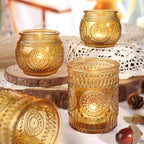 36 Pcs Amber Glass Candle Holders - Fall Votive Candle Holders for Party Decorations, Thanksgiving & Christmas Table Centerpieces