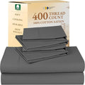 California Design Den 6-Pc Queen Size Sheet Set with 4 Pillowcases - 400 Thread Count 100% Cotton Sheets, Cooling Sateen Weave, Luxury Deep Pocket Bedsheets Set - Grey