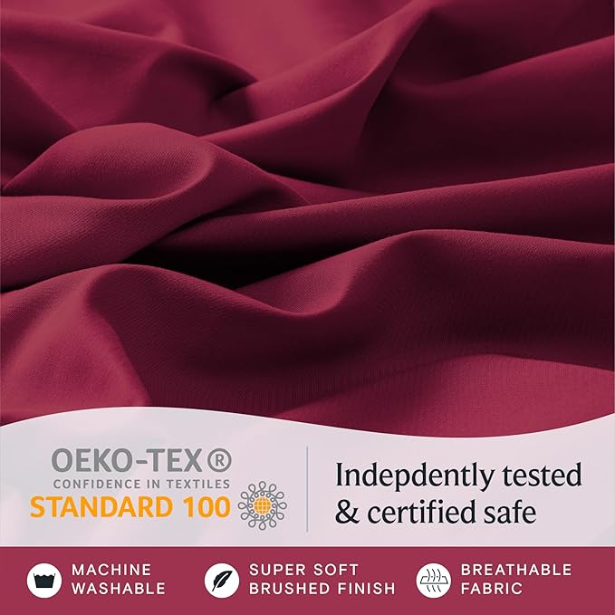 LuxClub 4 PC King Sheet Set, Breathable Luxury Bed Sheets, Deep Pockets Wrinkle Free Cooling Bed Sheets Machine Washable Hotel Bedding Silky Soft - Burgundy King