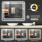 48X40 LED Bathroom Mirror with Lights, Anti-Fog, Dimmable, Backlit + Front Lit, Smart Bathroom Vanity Mirror, Memory Function, Shatterproof, Tempered Glass (Horizontal/Vertical)
