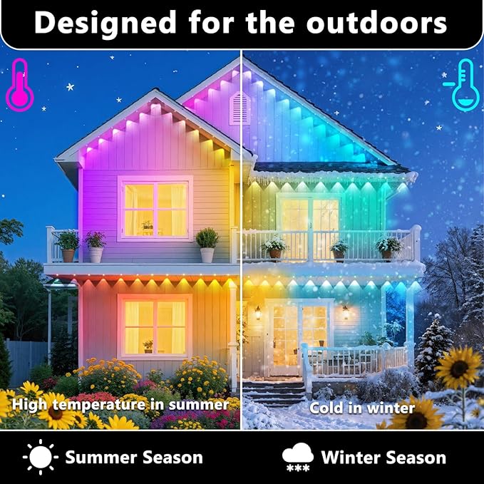 500Ft Outdoor LED Strip Lights Waterproof,Music Sync RGB IP68 Outside Led Rope Lights with App and Remote,Exterior for Deck,Balcony,Roof,Garden,Pool (150M)