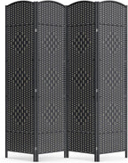 4 Panel Room Divider,6Ft Folding Privacy Screen,Tall - Extra Wide Foldable Panel Partition Wall Divider with Diamond Double-Weaved Hand-Woven Design Room Screen Divider