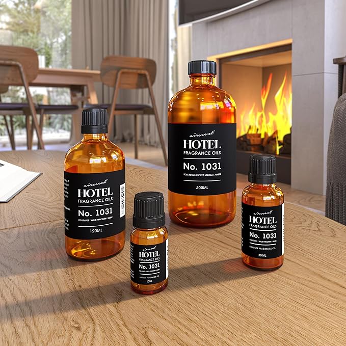 AirScent Hotel Diffuser Oil No. 1031 - Rose Petals Spiced Vanilla Amber - Hotel Scent Dupe -Premium Fragrance Oil for Ultrasonic and Waterless Diffusers and Crafting - 500 mL, 16.9 fl oz Glass Bottle