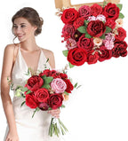 AmyHomie Red Artificial Flowers Combo Silk Mix Peony Rose Fake Flowers w/Stem for Valentine's Day DIY Wedding Bouquets Centerpieces Table Fall Decor Party Bridal Baby Shower Home Decorations
