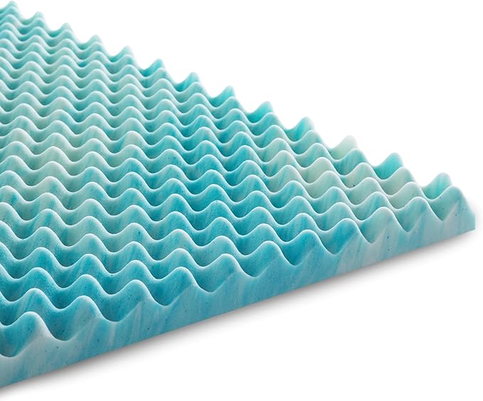 Linenspa 3 Inch Convoluted Gel Swirl Memory Foam Mattress Topper - Promotes Airflow - Relieves Pressure Points - California King