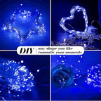 ZGWJ 100 Pack Fairy Lights Battery Operated, 7ft 20 Mini LED Fairy String Lights Silver Wire 3 Modes for DIY, Parties, Wedding, Bedroom, Halloween Christmas Decoration Blue