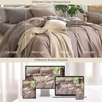 MooMee Bedding Duvet Cover Set 100% Washed Cotton Linen Like Textured Breathable Durable Soft Comfy (Heathered Mauve Brown, Palatial King/Oversized King 120"x98")