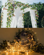 JACKYLED 84Ft 12 Pcs Artificial Ivy Garland Fake Vines with 65ft 200 LED String Lights and Remote Control Faux Hanging Leaves