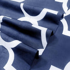 Mejoroom Full Bed Sheet Set - Super Soft Brushed Microfiber 1800 Thread Count Full Sheets with 16 inch Deep Pocket - Wrinkle Free - 4 Piece(Navy Quatrefoil with White Pattern)