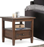 SIMPLIHOME Warm Shaker SOLID WOOD 20 inch Wide Rectangle Transitional End Table in Distressed Charcoal Brown for the Living Room and Bedroom