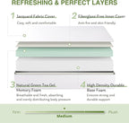 EGOHOME 12 Inch Queen Mattress, Memory Foam Mattress in a Box with Cooling Green Tea Gel, Relieve Pressure with Medium Support, CertiPUR-US Certified, 80''L x 60''W, White