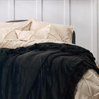 Bedsure GentleSoft Sherpa Fleece Blankets Queen Size for Bed - Thick and Warm Throw for Women and Men, Soft Fuzzy Plush Queen Blanket for Winter, Black, 90x90 Inches
