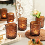 24pcs Large Votive Candle Holder for Fall Decor, 2.7 * 3.5in Large Amer Glass Tea Light Candle Holders, DIY Wax Filling Romance Tealight Candle Holders for Home Table & Christmas Thanksgiving (24)