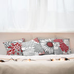 Ambesonne Floral Throw Pillow Cushion Case Pack of 4, Flower Petals Modern Color Palette Chamomile Peony Dahlia and Sunflower Print, Modern Accent Double-Sided Digital Printing, 16", Grey Dark Pink