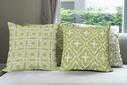Ambesonne Vintage Throw Pillow Cushion Case Pack of 4, Monochrome Design Grid Trellis Quatrefoil Mesh and Dahlia Flowers Modern, Modern Accent Double-Sided Digital Printing, 16", Olive Green