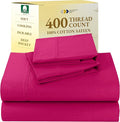 California Design Den Natural 100% Cotton Bed Sheets King Size Set - 400 Thread Count Sateen, Deep Pocket King Size Sheet Set, All Around Elastic, Soft, Cool and Durable Bedding - Hot Pink