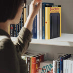 Acrimet Metal Bookends, Non-Skid Book Stand for Shelves, Heavy Duty Book Stopper, 6-7/8" H x 4" W x 4-1/2“ D, Black, 1 Pair