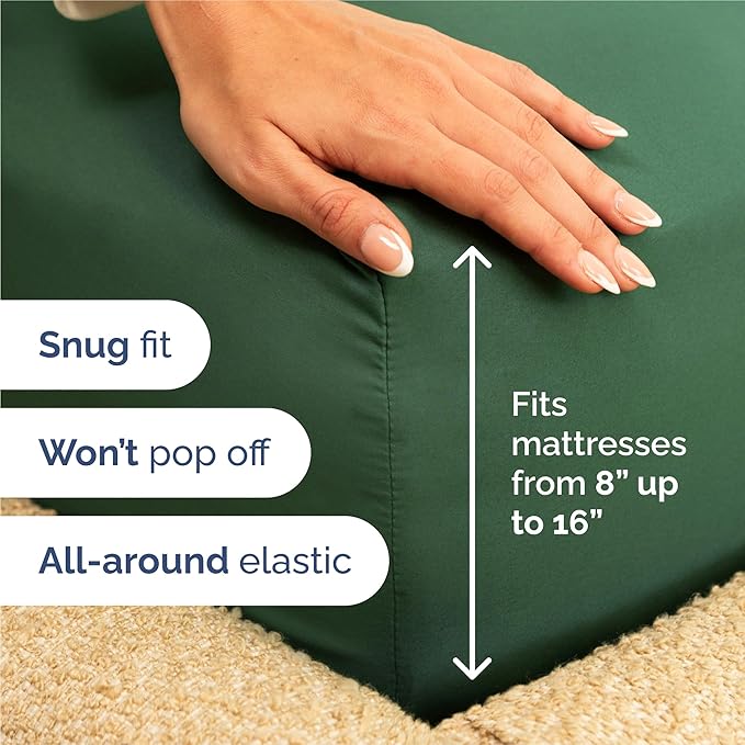 King Sheets Set 6 Piece - Bed Sheets King Size - Soft Hotel Luxury Bedding - Cooling, Comfy & Breathable - 1 Flat & 1 Fitted & 4 Pillowcases w/ Deep Pockets - Wrinkle Resistant & Fade Free - Emerald