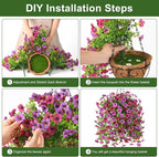 Artificial Fake Hanging Plants Flowers Baskets for Outdoor Outside Spring Decor,Faux Silk Daisy UV Resistant Look Real Summer Decorations for Home Porch Patio Yard Garden(Light Purple