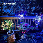 Anordsem Solar Lights Outdoor Decorative: Bendable Copper Wire with 120 LED Firework Beads - Waterproof 2 Colorful Lighting Modes Yard Garden Patio - Christmas Gifts for Homeowner Over 30
