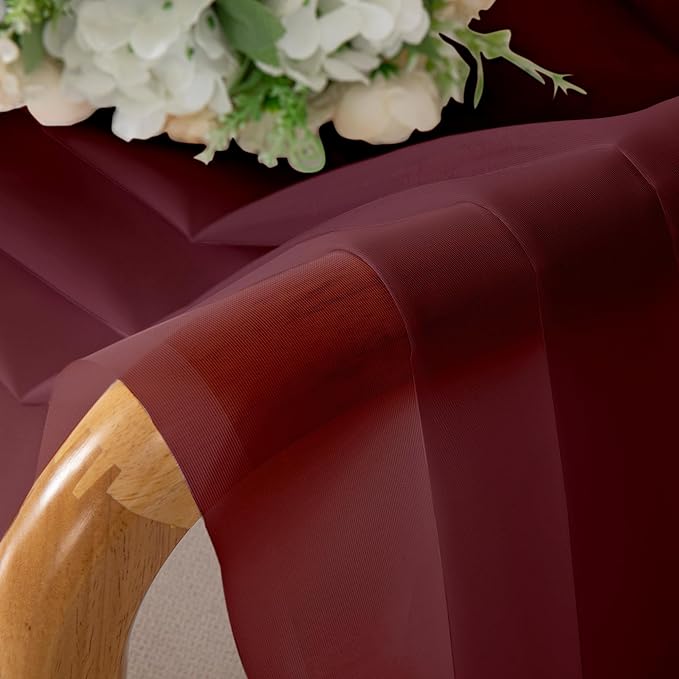 Aiyufeng Burgundy Sheer Curtains for Bedroom - Beautiful Semi Sheer Curtains Privacy for Bedroom Bathroom Kitchen Dining Office Window, 40 Wide x 54 inches Long, 2 Pcs